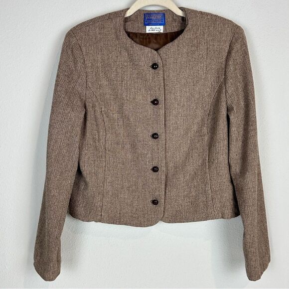 Vintage Pendleton Brown Wool Blazer & Midi Skirt Suit Set S - Picture 2 of 16